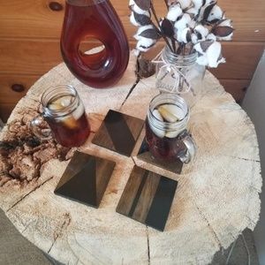 Handmade Accents - Handmade Set of Four Wooden Geometric Coasters Handmade Accents - Handmade Set of Four Wooden Geometric Coasters